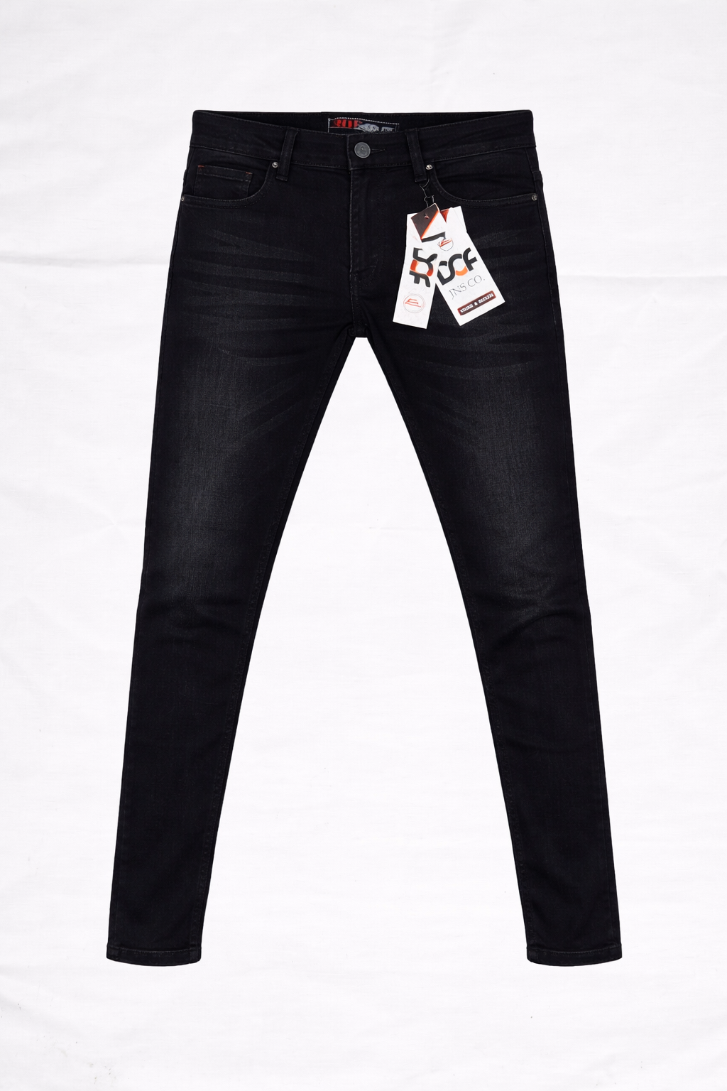 Men’s Slim Fit Black Jeans – PP Whisker Wash